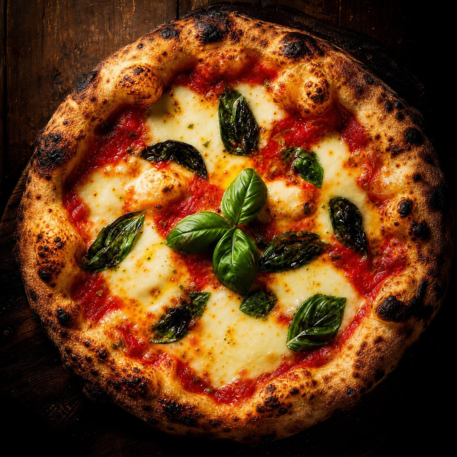 Frisch belegte Pizza in der Küche der Pizzeria Del Villaggio in Feldkirch